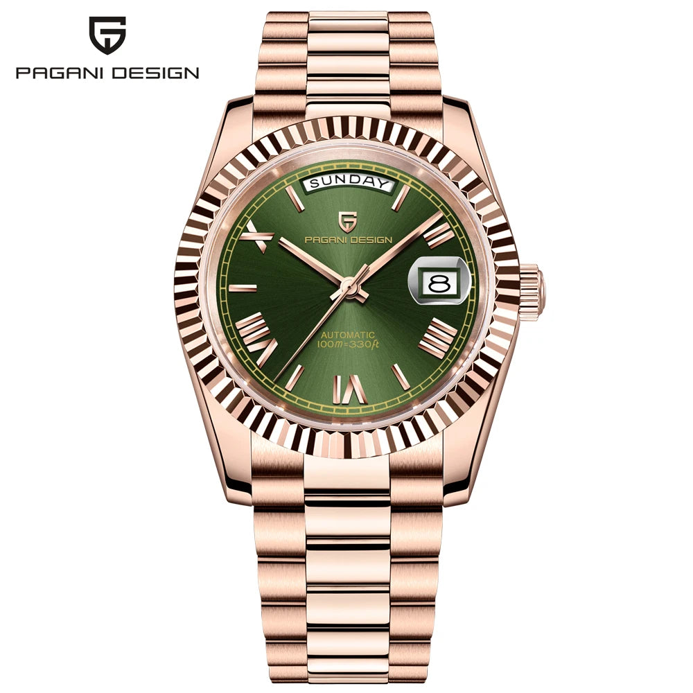DD36 Mens Watches Rose Gold Luxury Automatic Watch for Men Mechanical Wristwatch AR Sapphire Waterproof Clock Gift