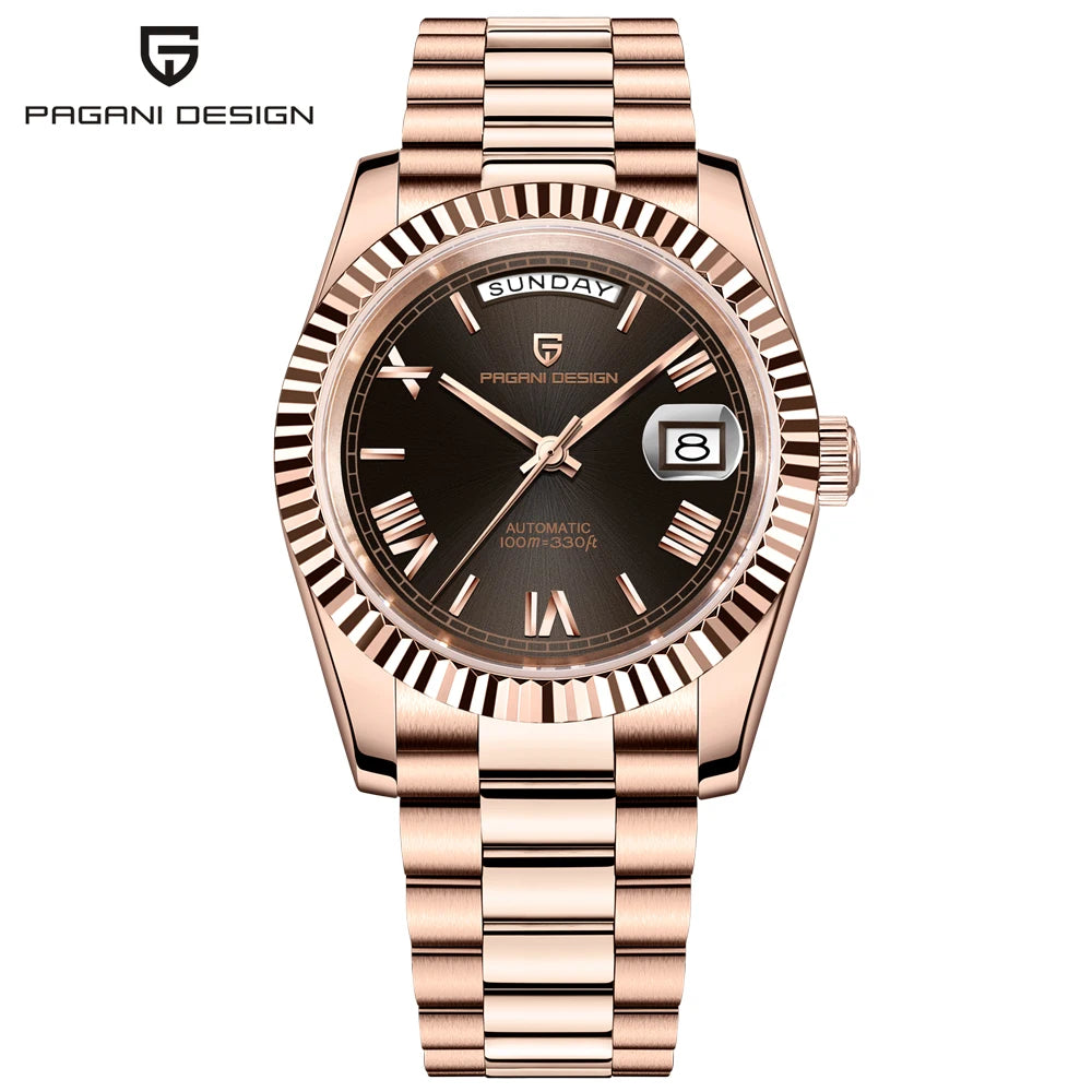 DD36 Mens Watches Rose Gold Luxury Automatic Watch for Men Mechanical Wristwatch AR Sapphire Waterproof Clock Gift